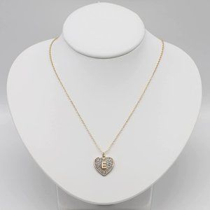 🆕Letter E Initial Heart Cubic Zirconia Gold Chain Necklace